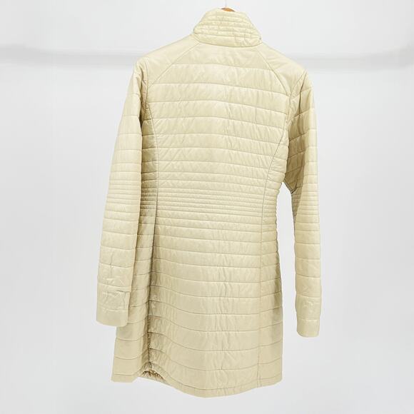 Patagonia Fiona Cream Beige Long Zip Front Light Weight Puffer Jacket Size XL - Picture 5 of 7